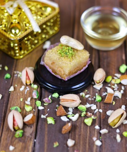 Assorted baklava sweet made with layered filo pastry and mixed nuts