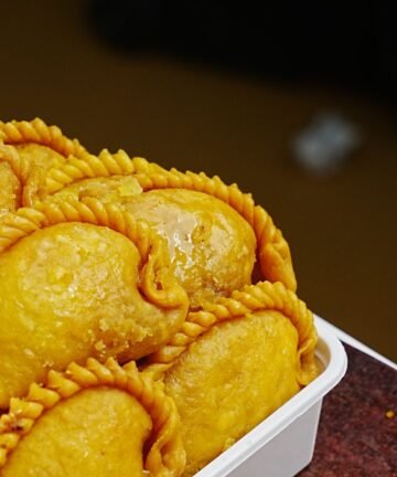 Chandrakala traditional Indian sweet filled with khoya and nuts